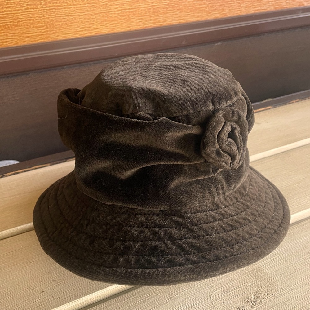 Vintage Brown Velvet Bucket Hat